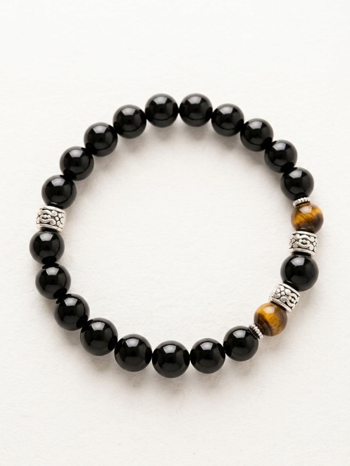 Men’s Black Onyx & Tiger’s Eye Bracelet | Protection Mala Stone Jewelry