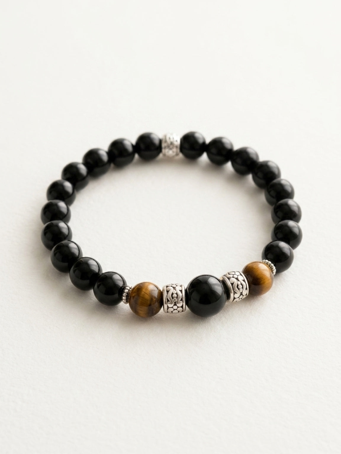 Men’s Black Onyx & Tiger’s Eye Bracelet | Protection Mala Stone Jewelry