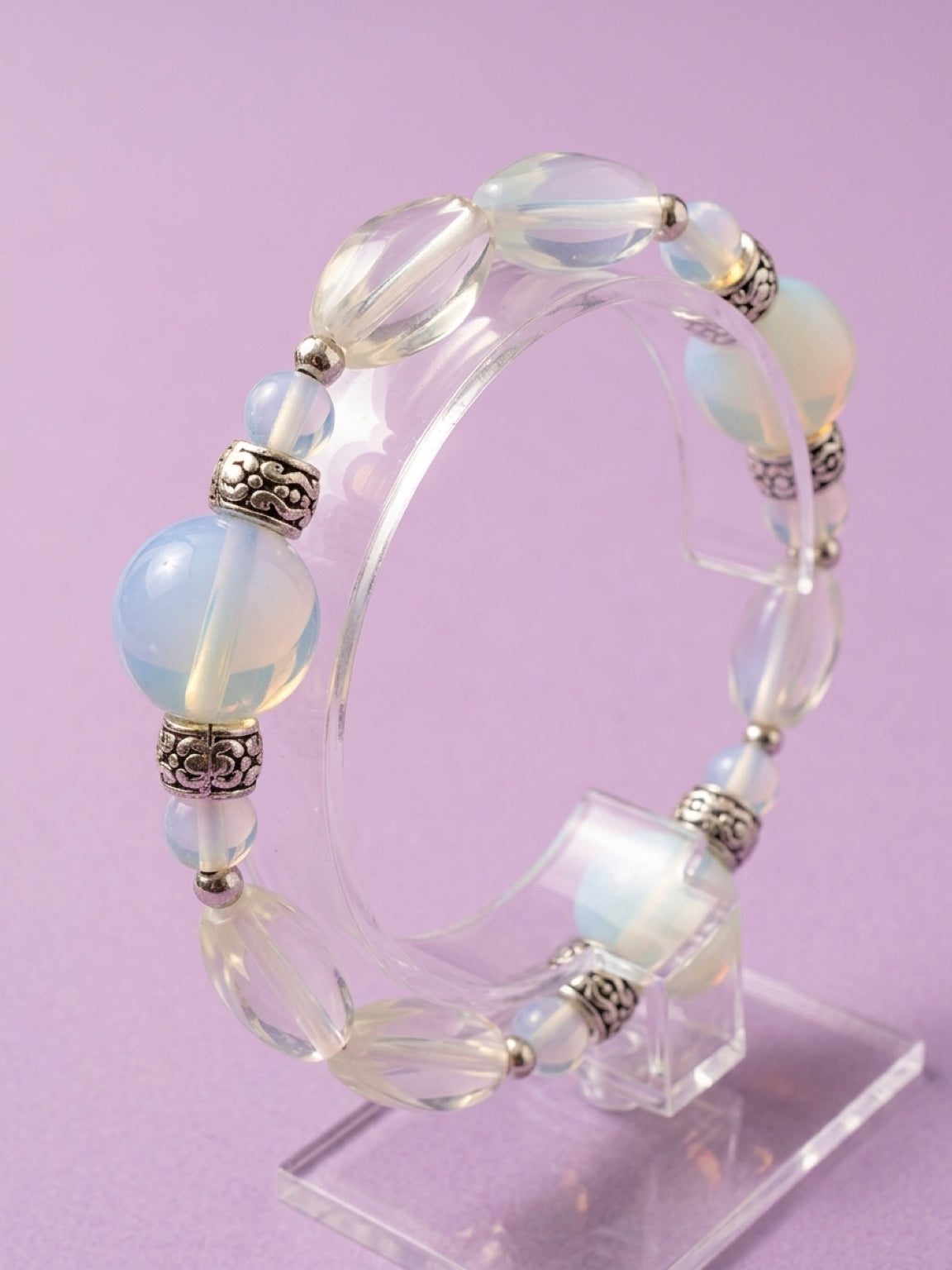 Opalite Beaded Bracelet for Women | Calming Meditation & Yoga Jewelry