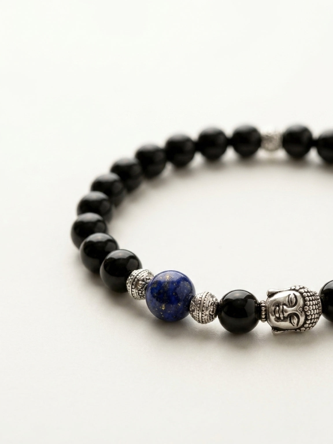 Buddha Bracelet with Lapis Lazuli & Black Onyx | Men’s Zen Mala Jewelry