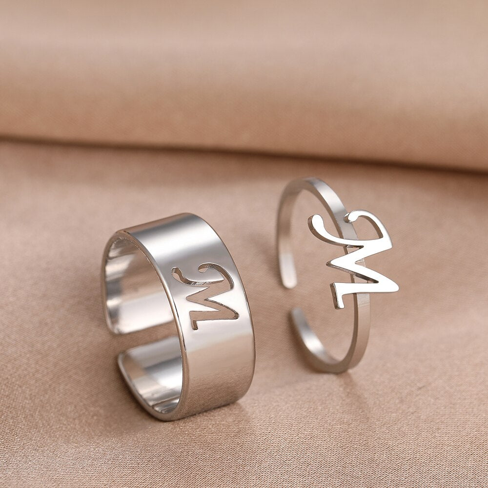 Letters Goth Fashion Adjustable Couple Ring