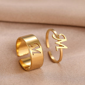 Letters Goth Fashion Adjustable Couple Ring