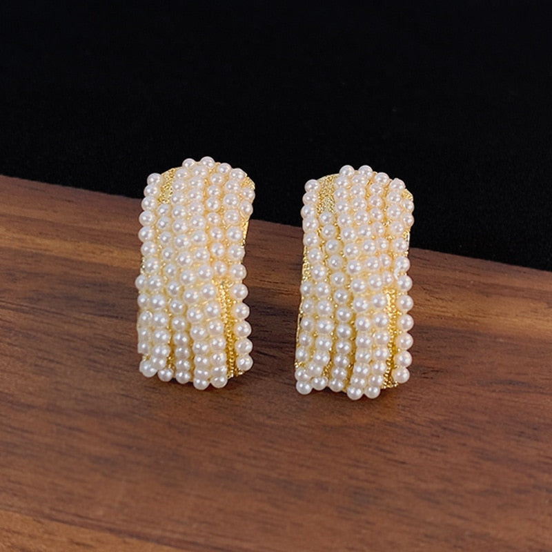Unique Luxury Geometric Pearl Earrings