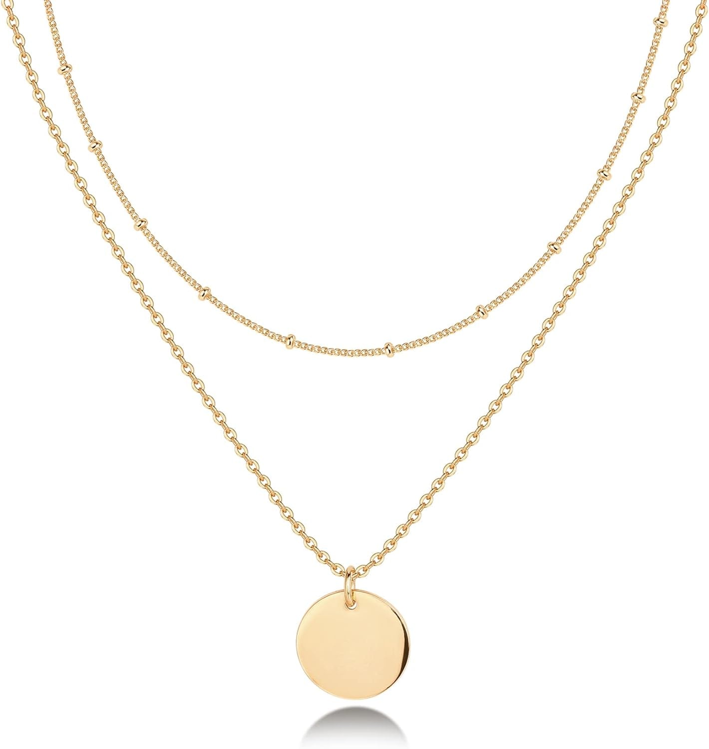 14K Gold Plated Layering Necklaces | Stylish Minimalist Design Pendant Necklaces | Butterfly, Heart, Lock, Evil Eye, Coin, Lightning Bolt, Circle, Cross Pendants for Women - Valentines Day Trendy Jewelry