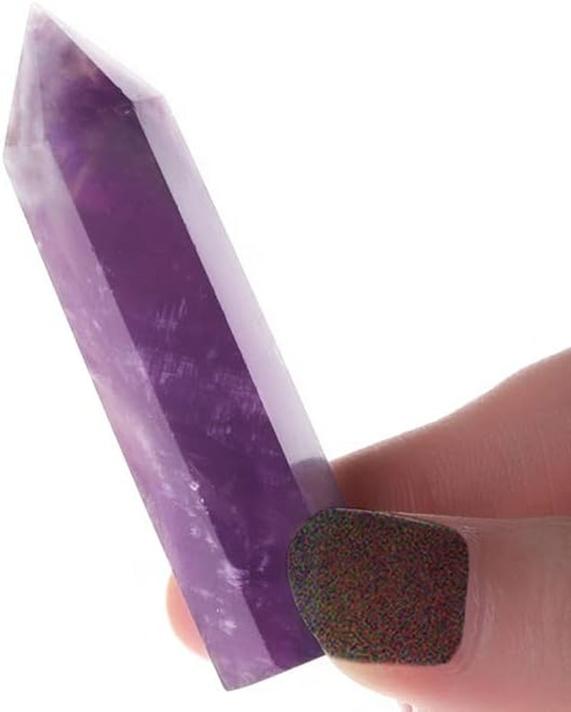 2" Amethyst Healing Crystals Stones Crystal Wand Tower Natural Quartz Points Hexagonal Gemstone Reiki Meditation Chakra Balance Witch Good Luck Crystal