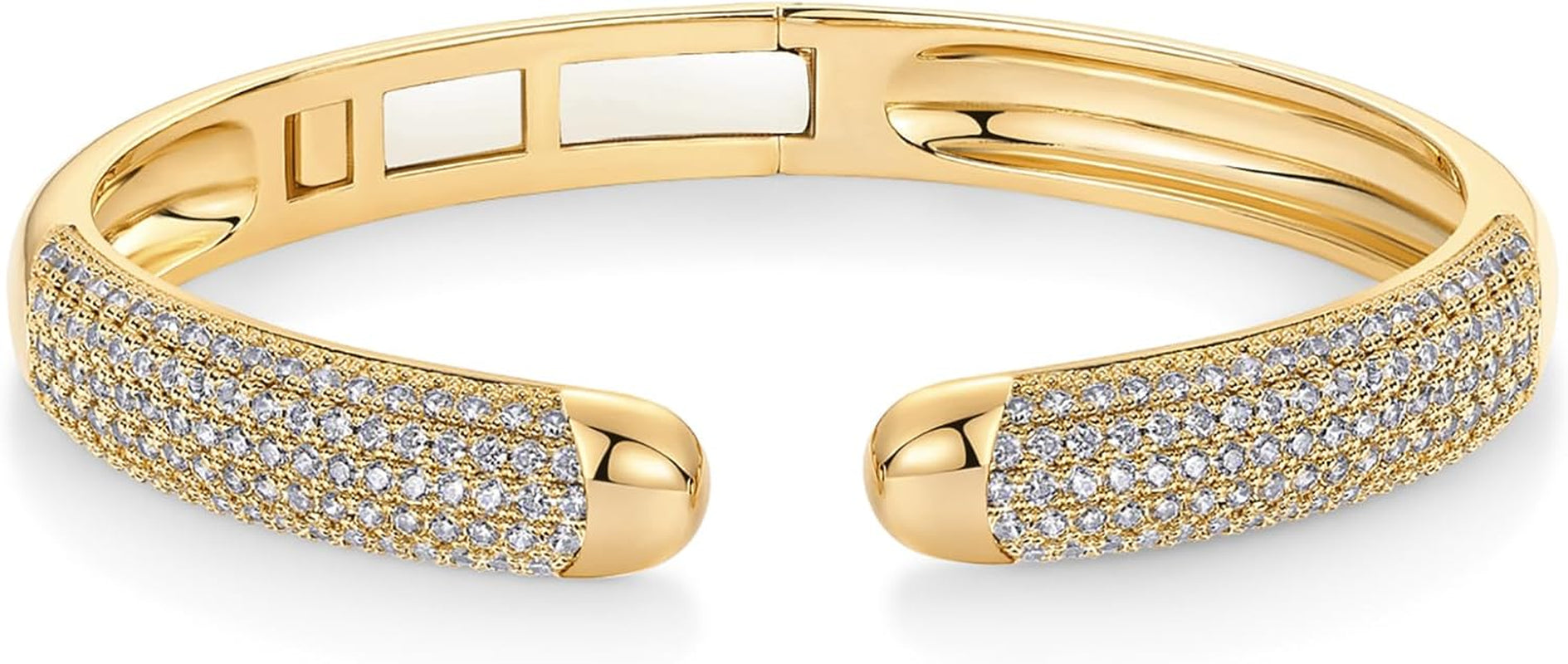 14K Gold Plated Cubic Zirconia Pave Bangle for Women | Cuff Bracelet