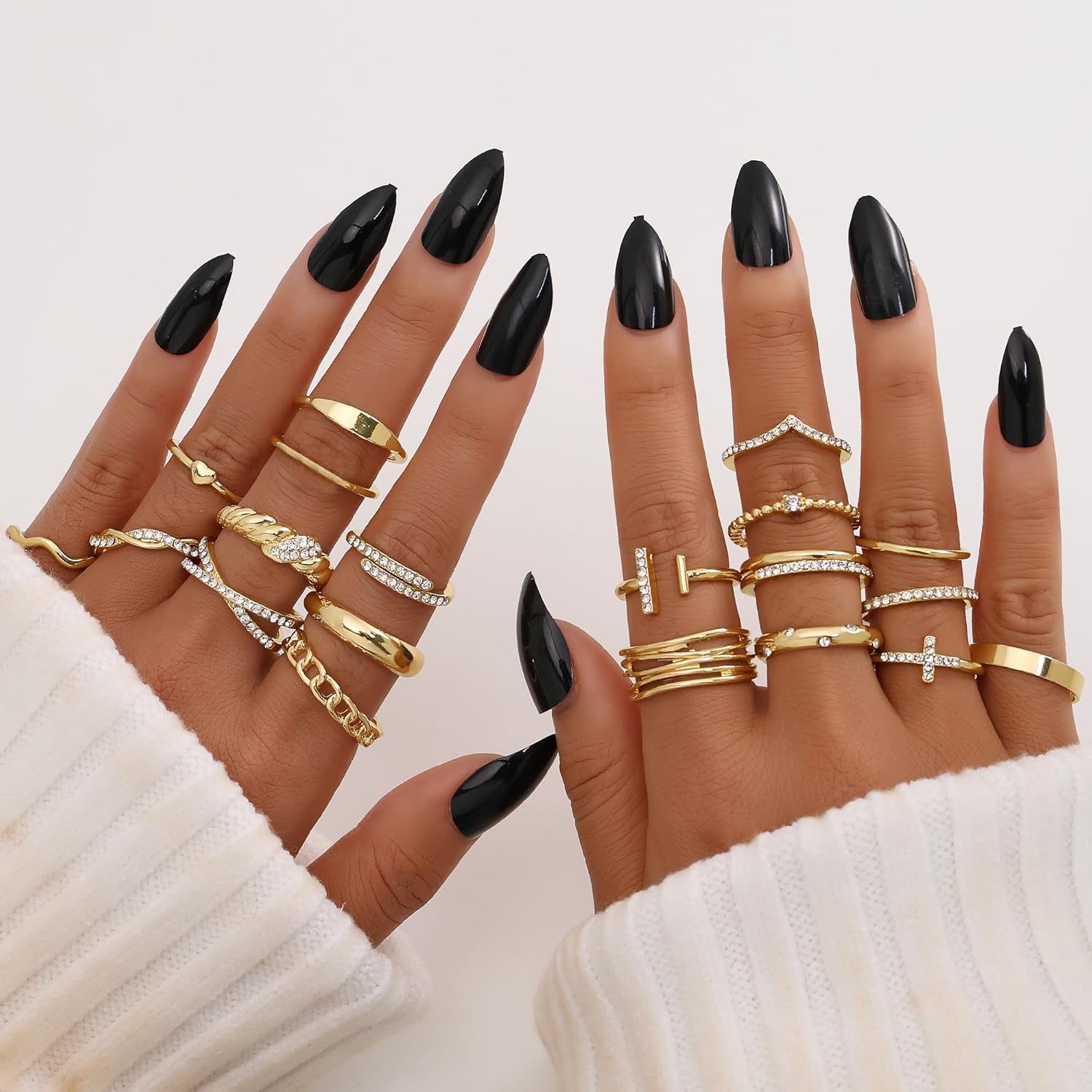 Gold Knuckle Rings Set for Women, Dainty Simple Trendy Cute Stackable Finger Rings Pack, Stacking Layering on Thumb and Knuckle, Mixed Size