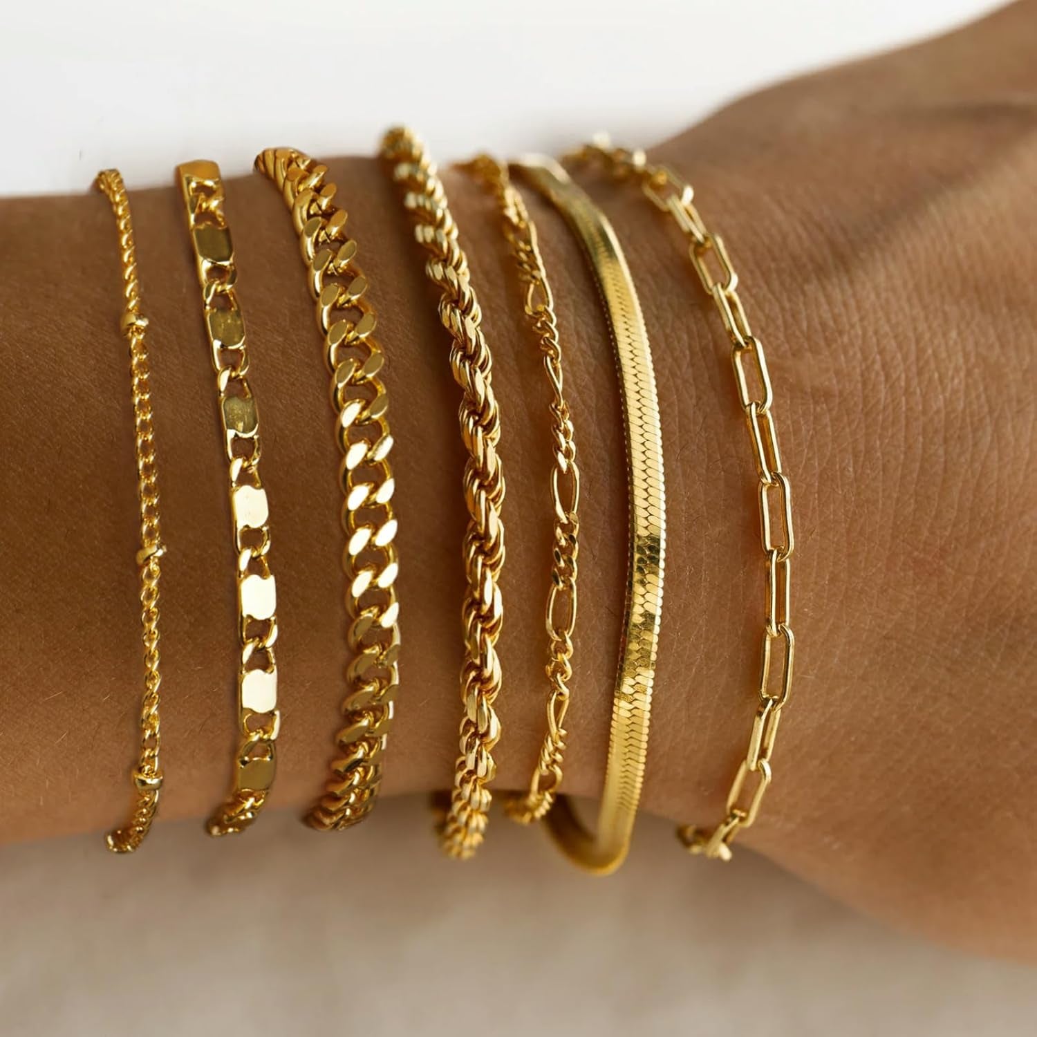 Gold Bracelets for Women 14K Real Gold Jewelry Sets for Women Cuban Link Paperclip Chain Bracelet Dainty Bracelets Jewelry Gifts for Women