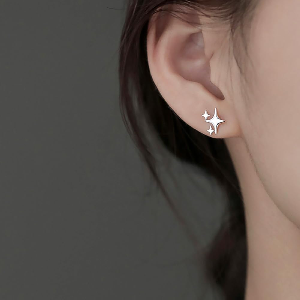 Sterling Silver Post Earrings Star Stud Earrings for Women Teen Trendy Hypoallergenic Small Post Pierced Studs Earrings Jewelry Gifts