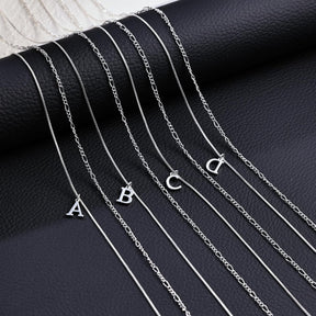 Silver Initial Necklaces for Women Trendy, 14K Layered Necklace for Women Dainty Silver Letter Pendant Figaro Choker Necklaces Costume Monogram Name Necklace Silver Simple Tiny Jewelry Set