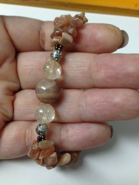 Moonstone and Citrine (B218) ladies bracelet, stone bracelet, balancing, heart charm bracelet