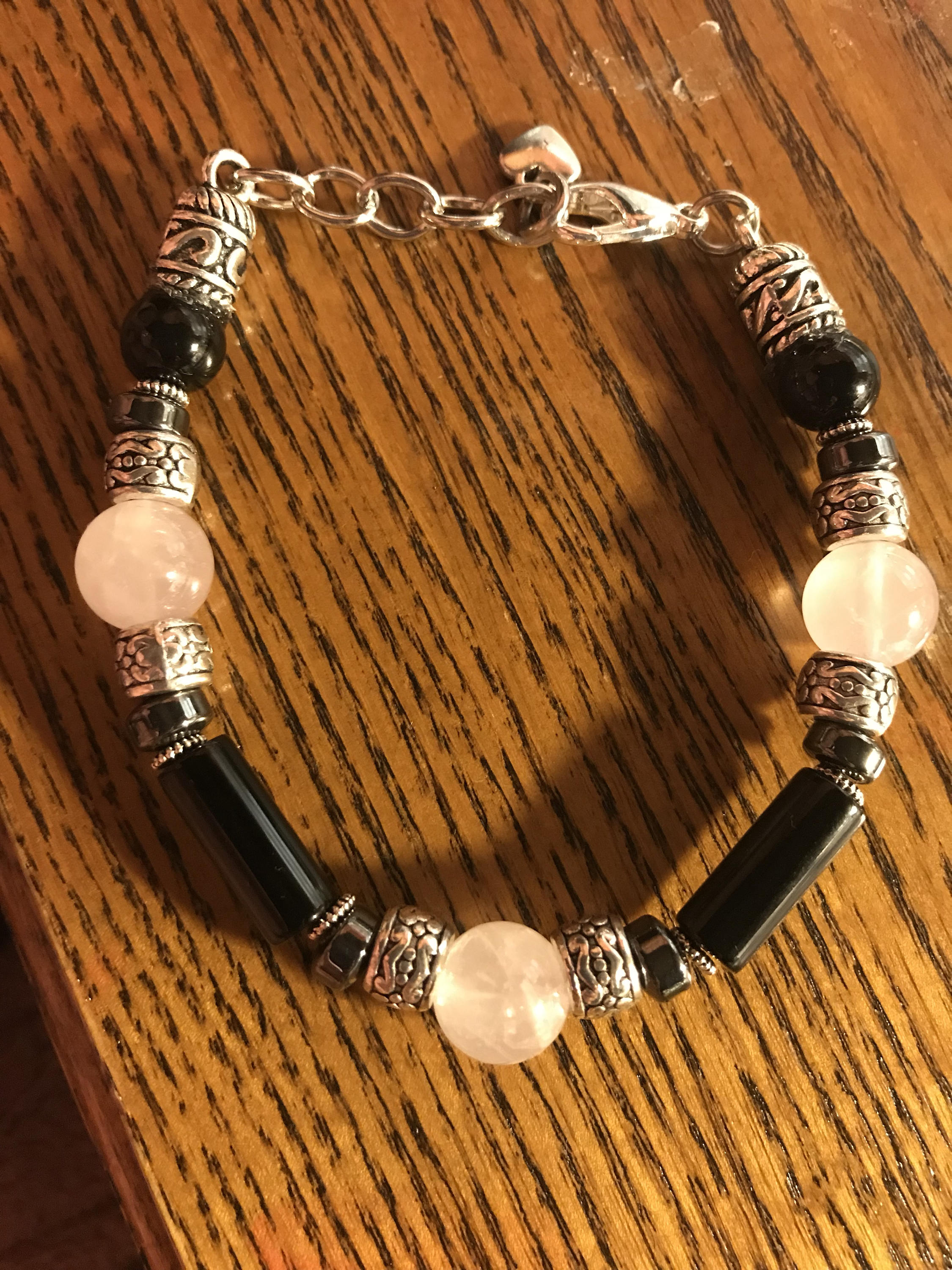 Ladie's bracelet ROSE QUARTZ, Hematite, Black Onyx, prosperity bracelet, top selling bracelet, natural stone jewelry, self love, grounding