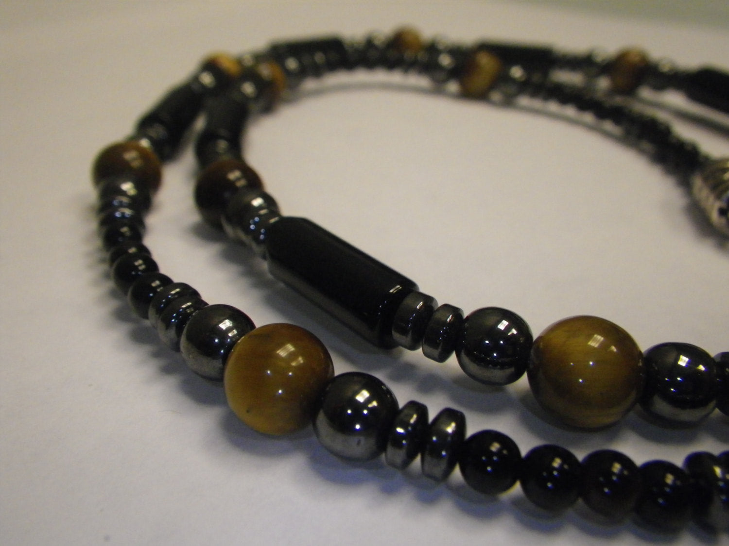 Men's necklace - Black Onyx, Hematite, Citrine & Tiger's Eye, protection jewelry, stone jewelry, natural stone necklace