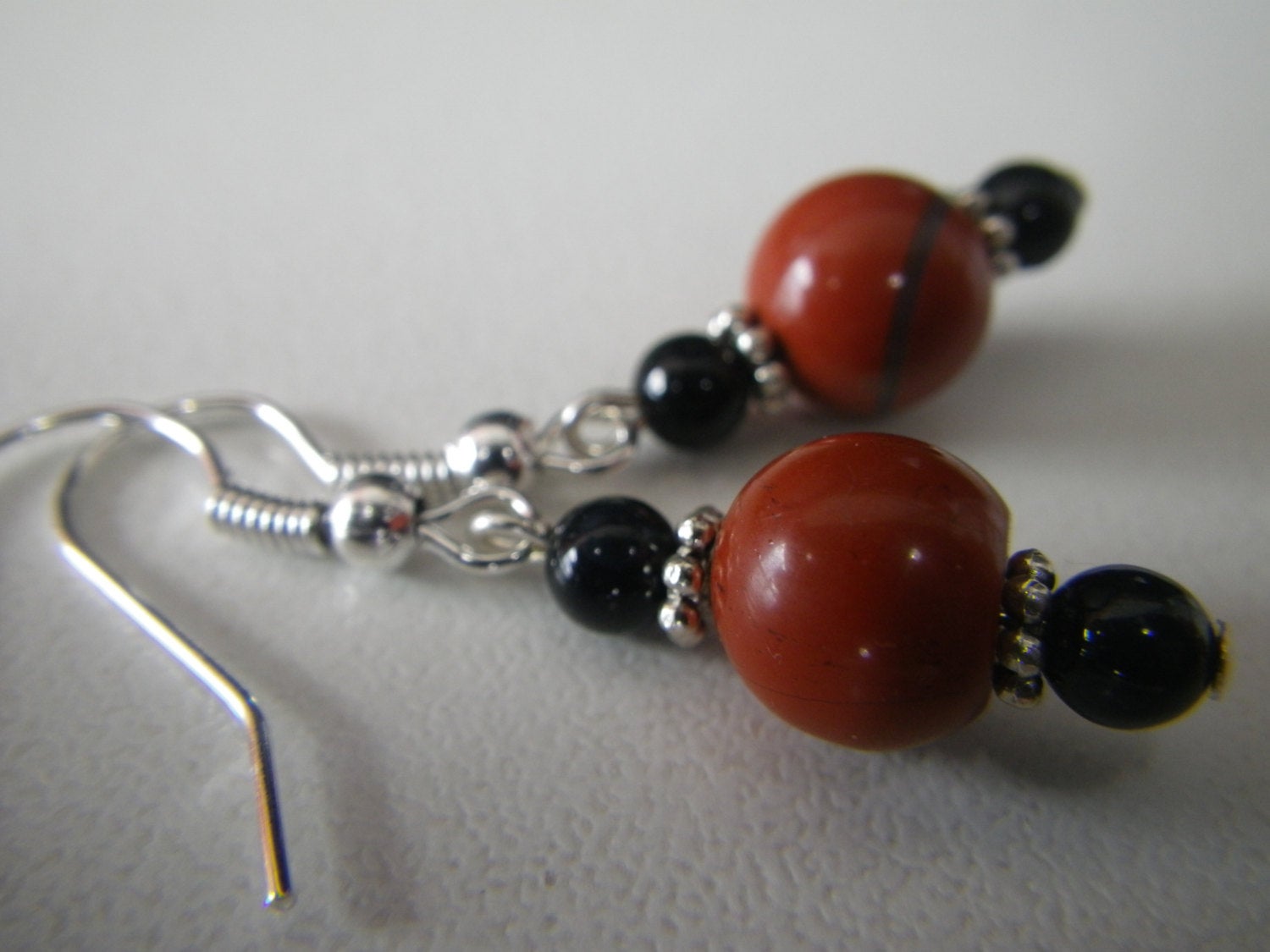 Women's earrings Red Jasper and Black Onyx earrings, stone earrings, natural stone jewelry