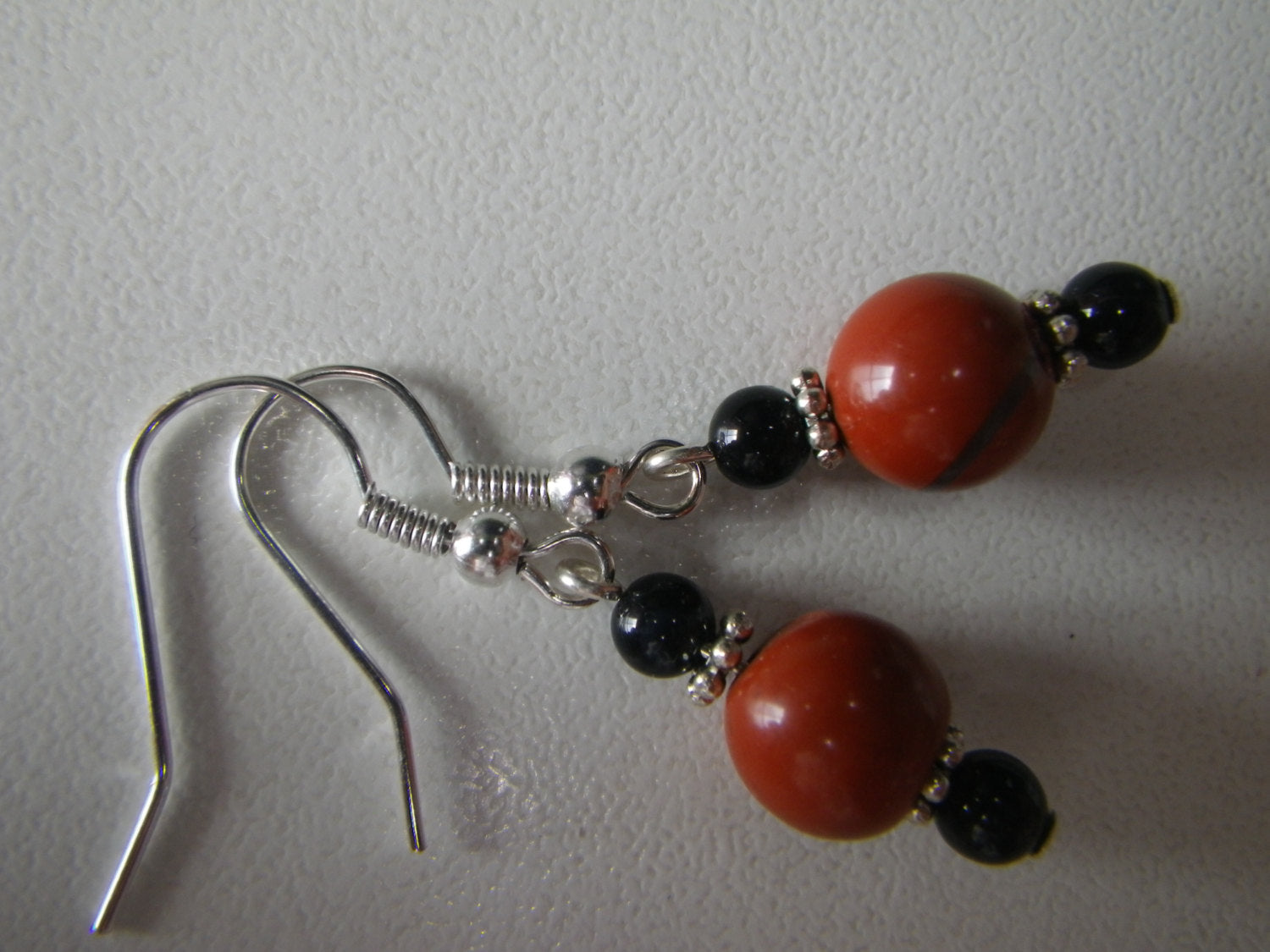 Women's earrings Red Jasper and Black Onyx earrings, stone earrings, natural stone jewelry