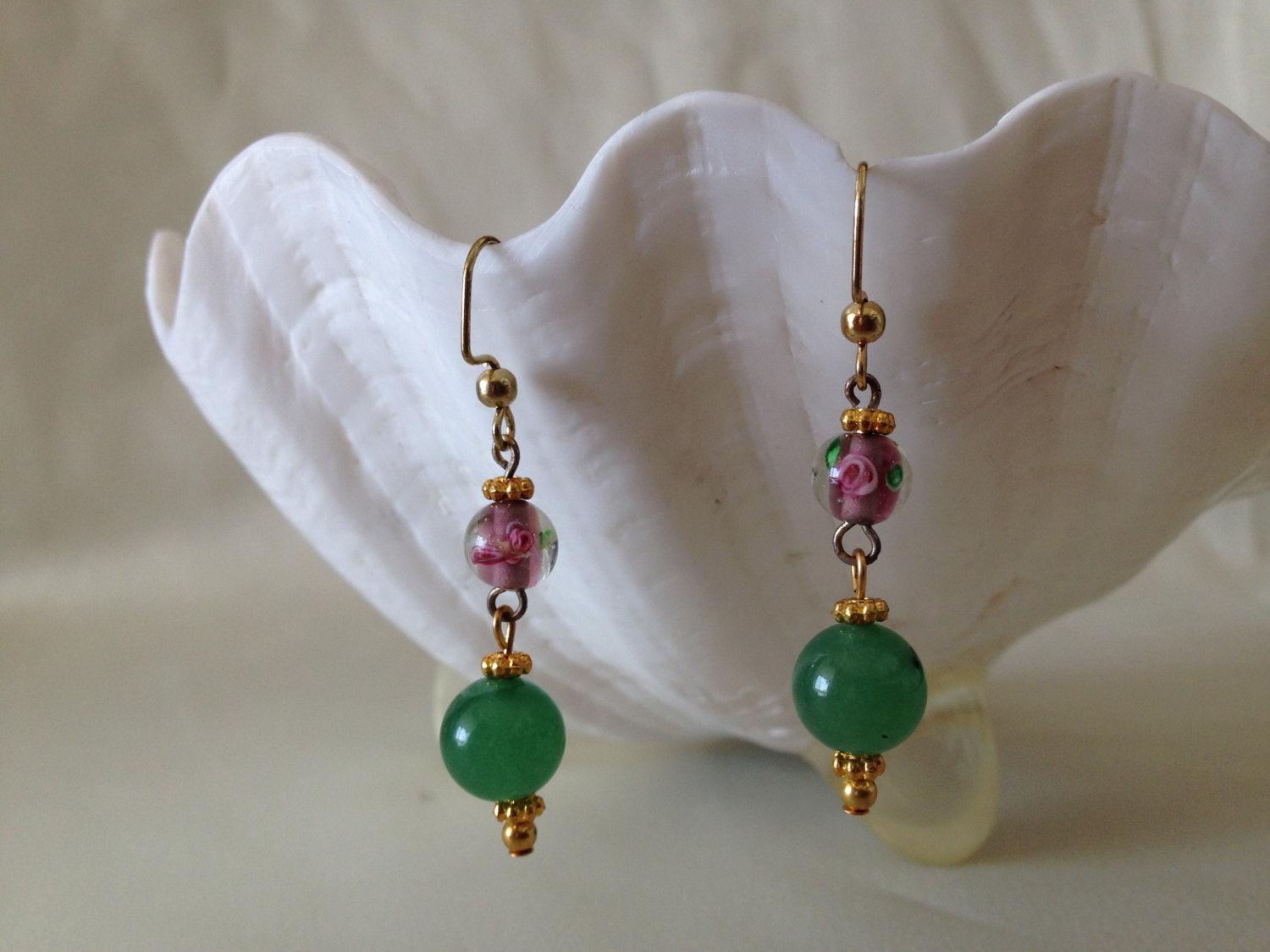 EARRINGS (E028) womens fashion earrings in Green aventurine