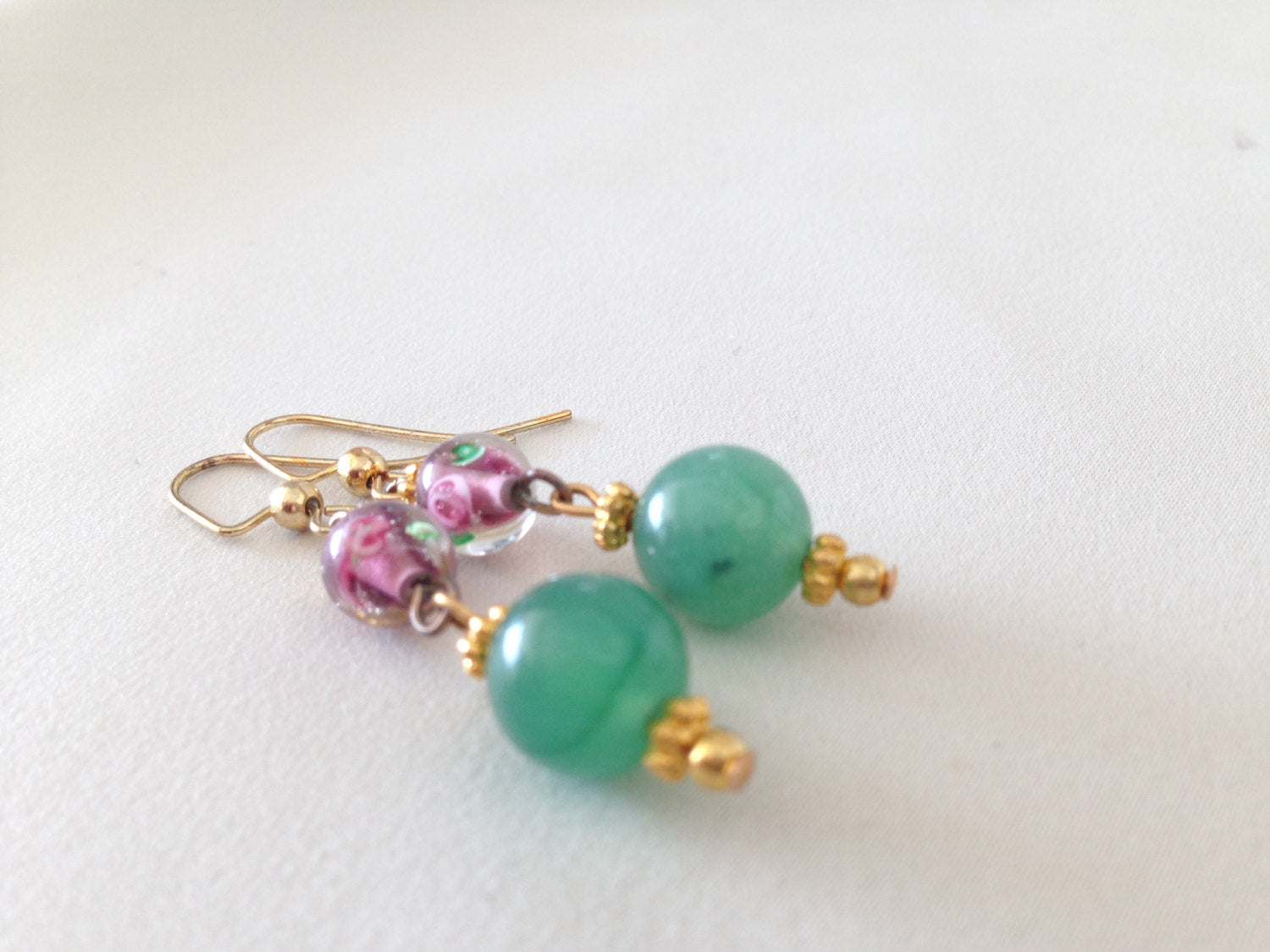 EARRINGS (E028) womens fashion earrings in Green aventurine