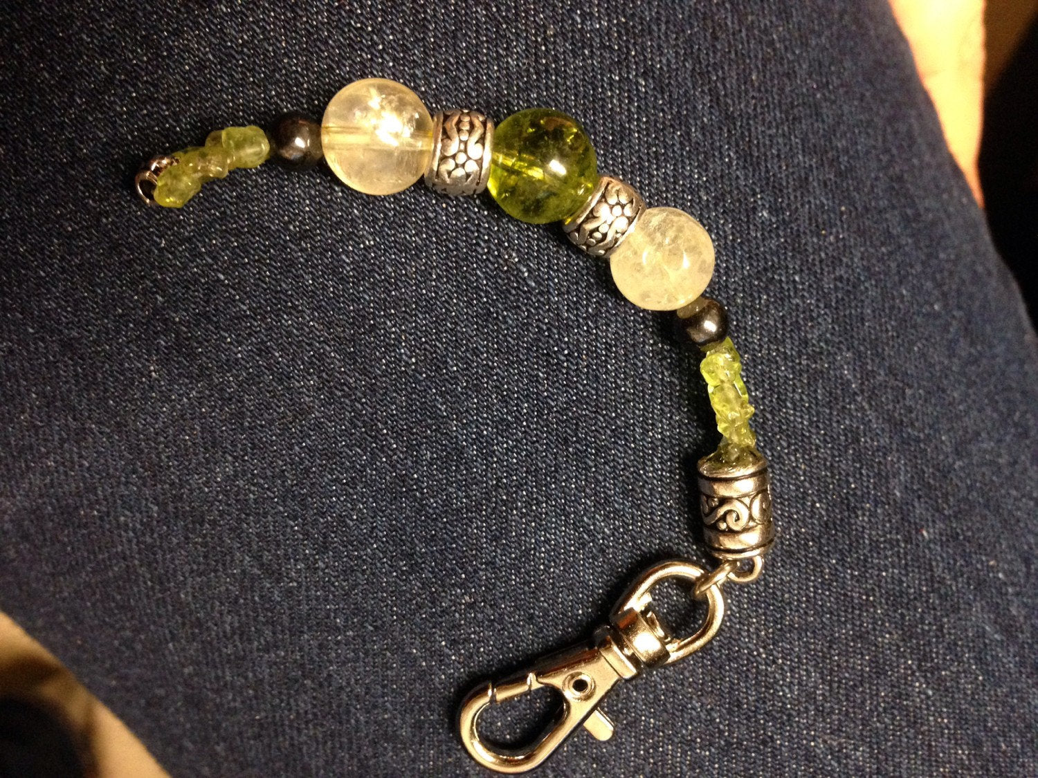 KEYCHAIN Purse charm, key charm, Citrine, Hematite, Peridot stones, purse jewelry