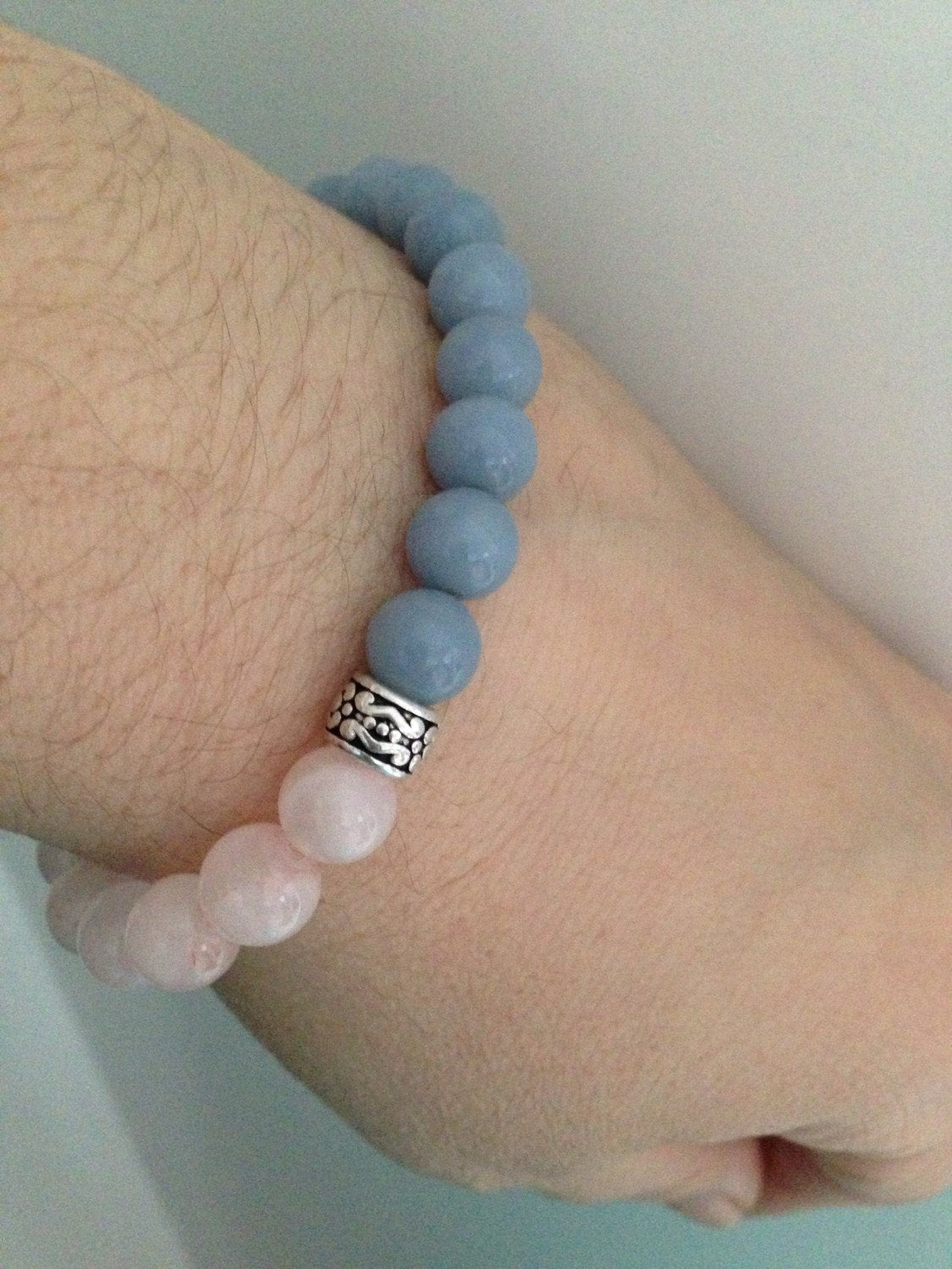Women's Bracelet Rose Quartz and angelite ladies bracelet, stone bracelet, stone jewelry