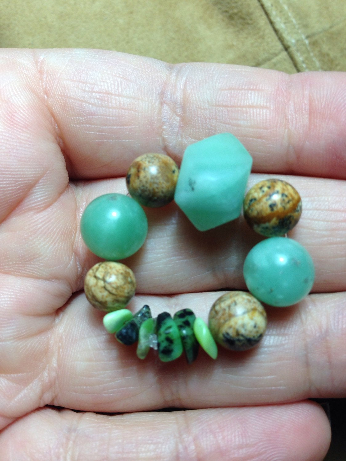 POCKET STONES bead pack with chrysoprase and Picture Jasper, prayer beads, stone bead pack, metaphysical crystals