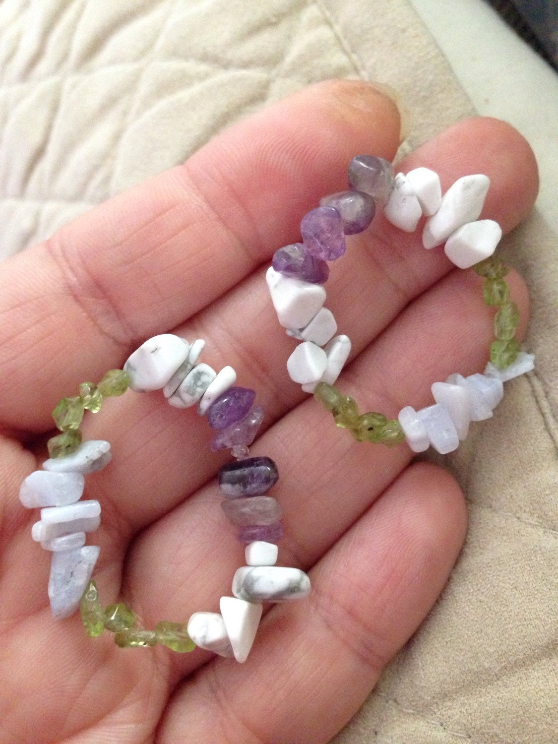 POCKET STONES in peridot, blue lace agate, howlite and amethyst, natural stone beads, stone pack