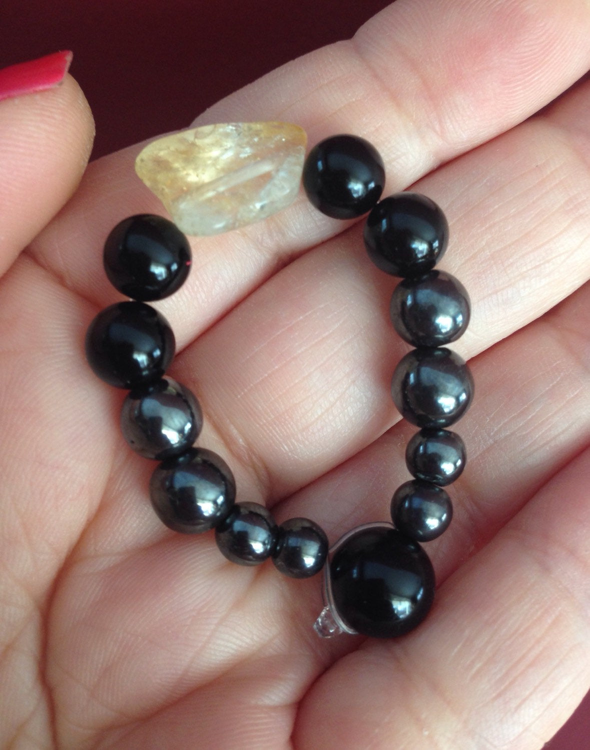 POCKET STONES (PS002) stone prayer beads, citrine, hematite, black onyx, good luck, pocket stone packs, spiritual gift