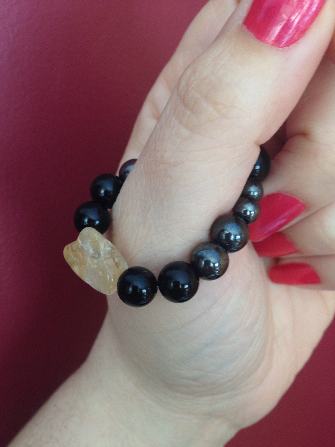 POCKET STONES (PS002) stone prayer beads, citrine, hematite, black onyx, good luck, pocket stone packs, spiritual gift